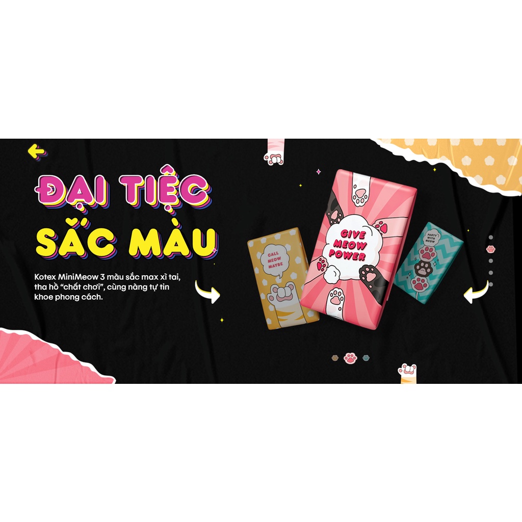 Băng Vệ Sinh Kotex Mini Meow Siêu Mềm Cánh 8 Miếng Mini Meow - 24cm