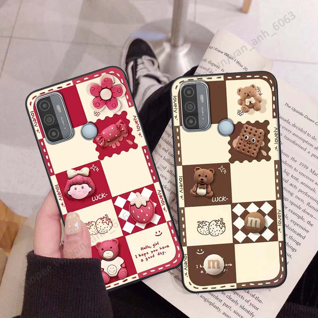 Ốp lưng Oppo A53 hình gấu, kẹo dễ thương cute