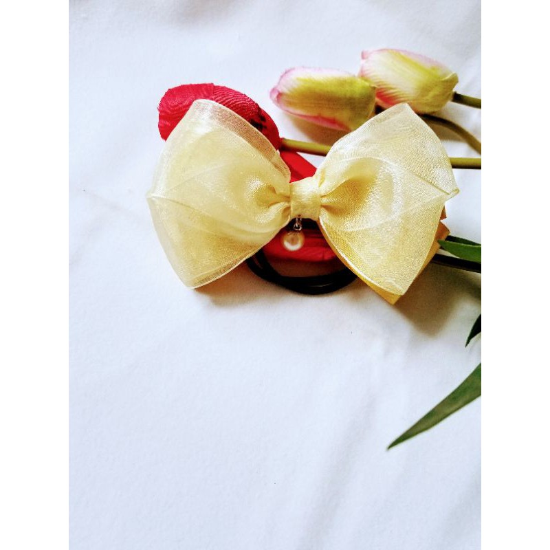 kẹp/ cột nơ voan và satin lụa