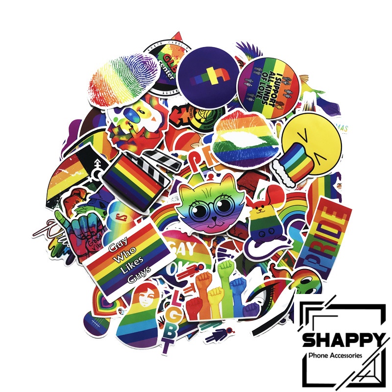 Sticker Dán Rainbow PVC Chống Nước | Dán Điện Thoại | Dán Laptop | Dán Mũ Bảo Hiểm | Dán Vali [Shappy Shop]