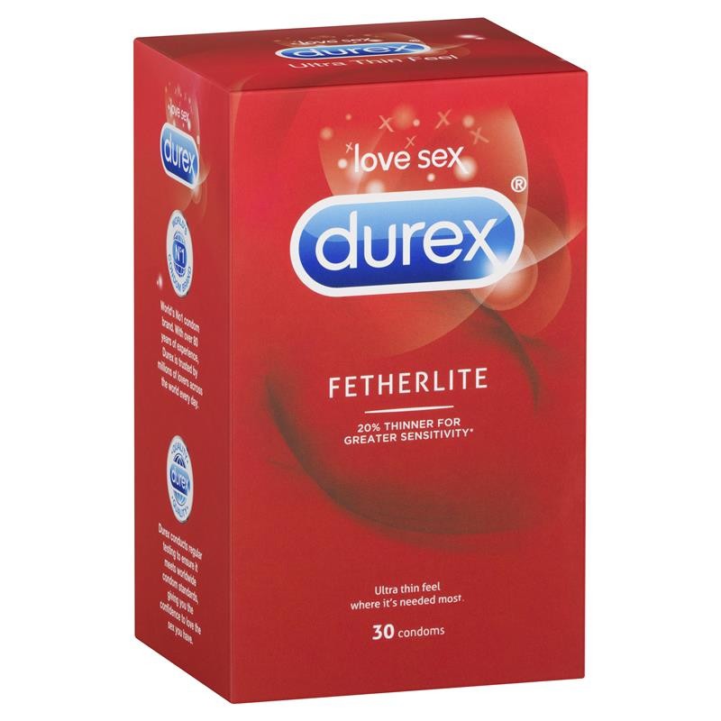 Bao cao su Durex Fetherlite Ultra Thin Feel Condoms Extra Sensitive 30 Pack