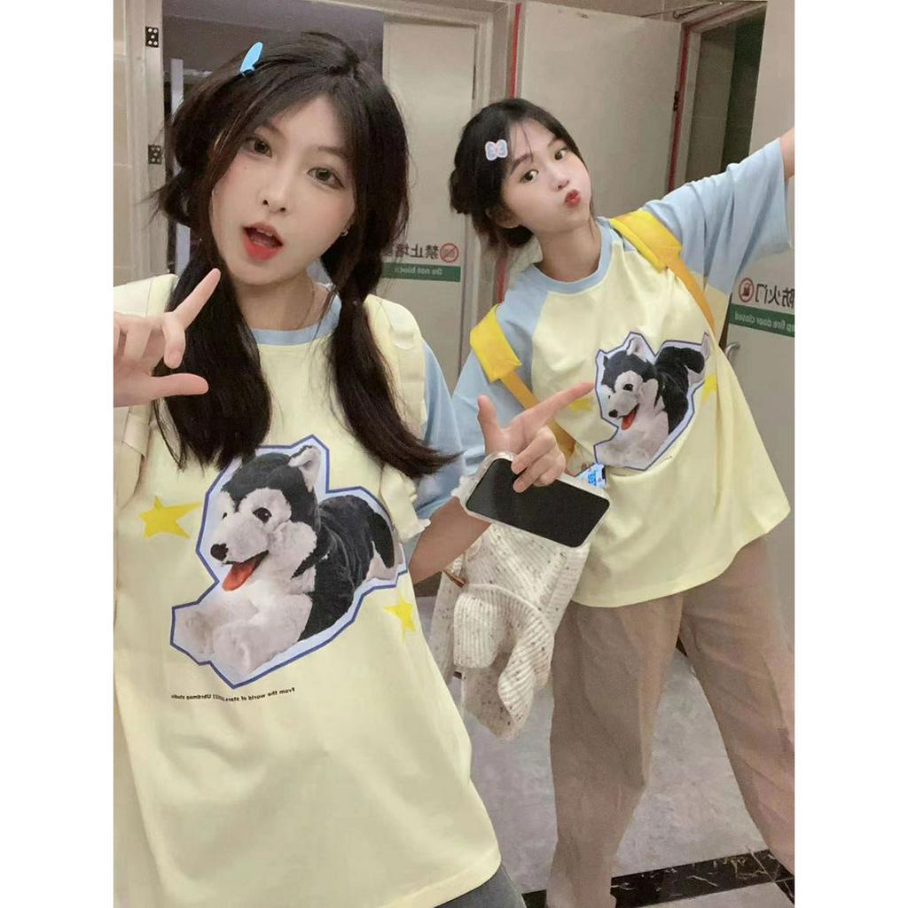 Ethelgirl Áo Thun Tay Ngắn In Họa Tiết Hoạt Hình Raglan Phong Cách Hàn Quốc Thời Trang Cho Nam Và Nữ