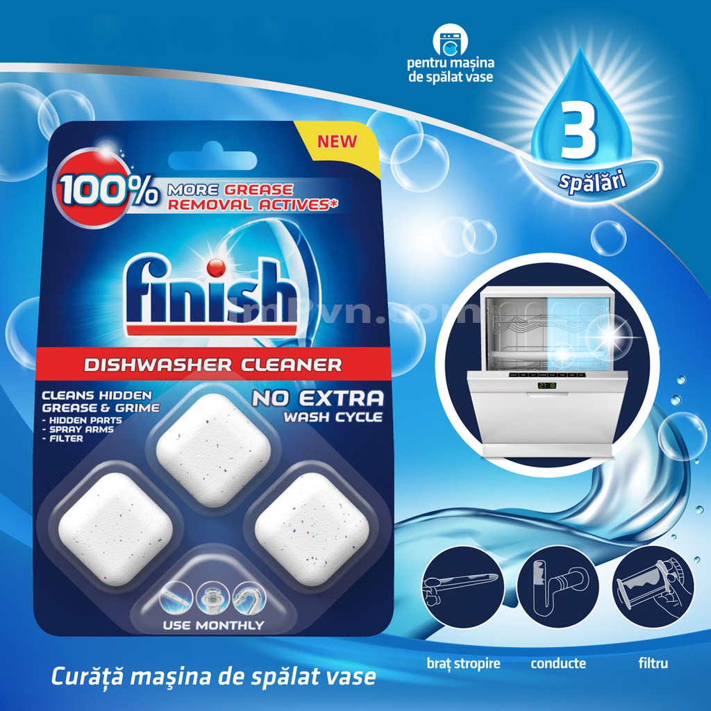 Viên vệ sinh máy rửa bát Finish Vỉ 4 viên (3 viên)