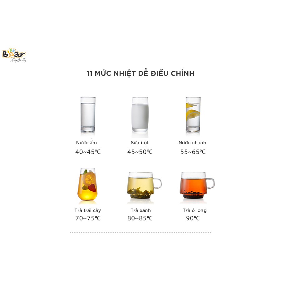 Bình đun nước khử Clo kèm bình thủy giữ nhiệt Bear ZDH-H30B1 - đun siêu tốc - BH 18 THÁNG