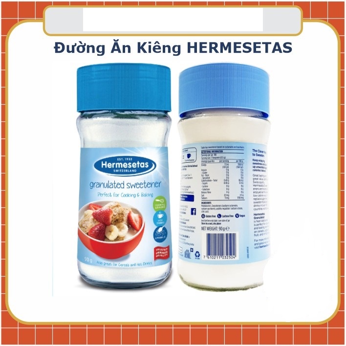 Đường ăn kiêng Hermesetas 90gr lọ thủy tinh