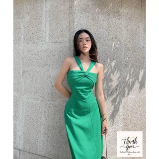 Váy cổ chéo vãi đũi lien