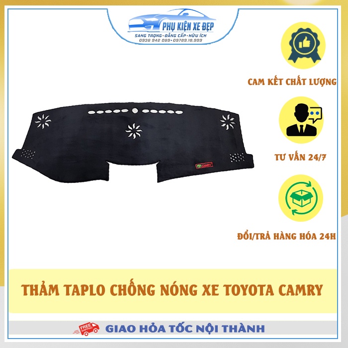 Thảm taplo ô tô lông cừu HÀNG LOẠI I xe Toyota Camry chống nóng có 3 lớp chống trượt