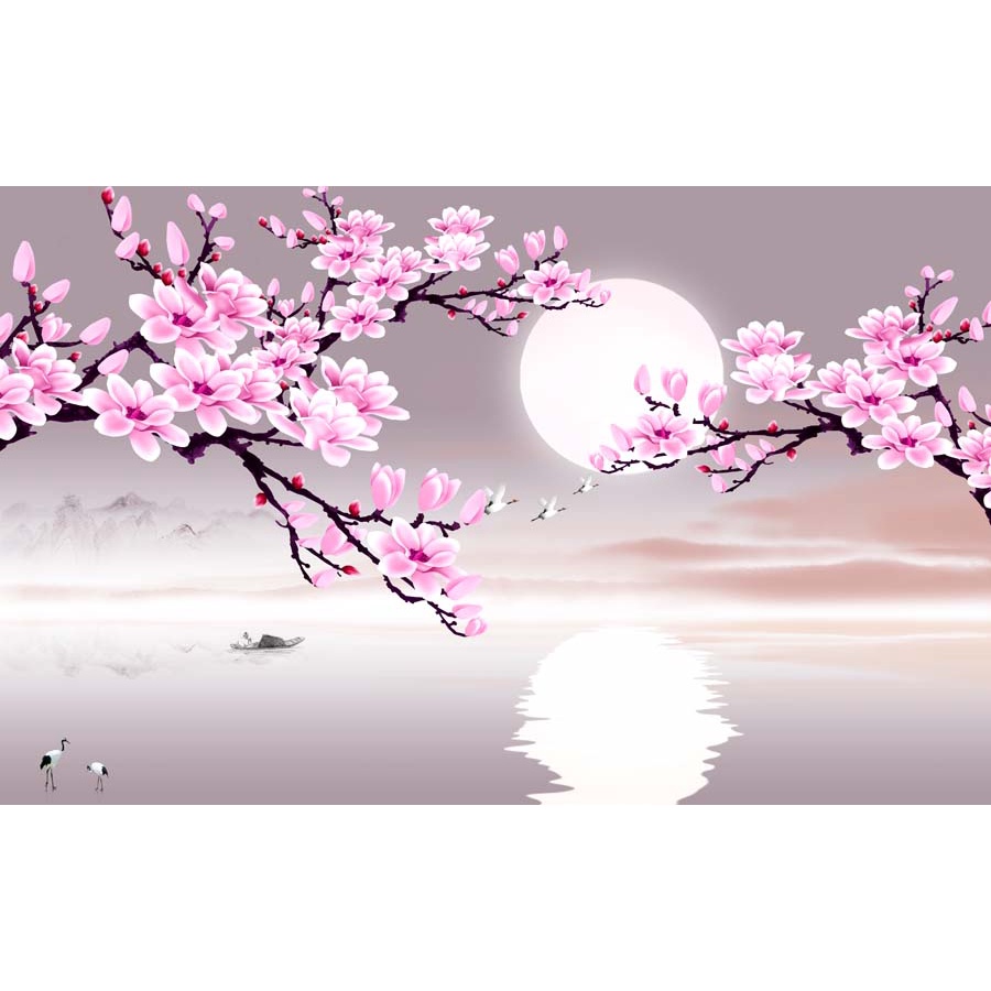 Tranh Dán Tường Phong Cách Đông Dương phong cảnh sang trọng hiện đại