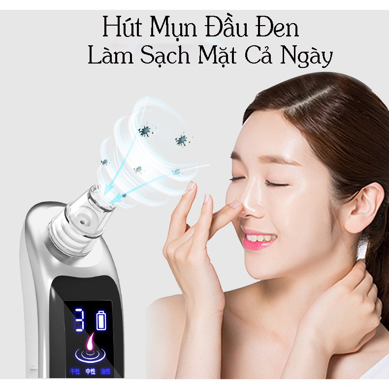 Máy hút mụn cầm tay, máy hút mụn cầm tay có đèn led, siêu tiện lợi, an toàn cho da mặt, bảo hành 1 năm