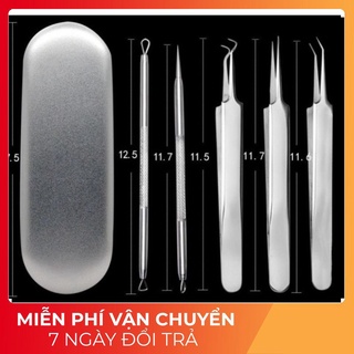Bộ nặn mụn 5 chi tiết 3 nhíp 2 que nặn mụn phù hợp dùng spa cái nhân