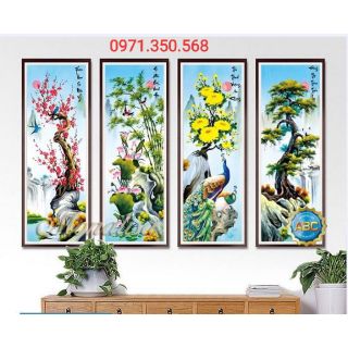 Tranh thêu chữ thập Tùng Cúc Trúc Mai LV3262-136x90cm