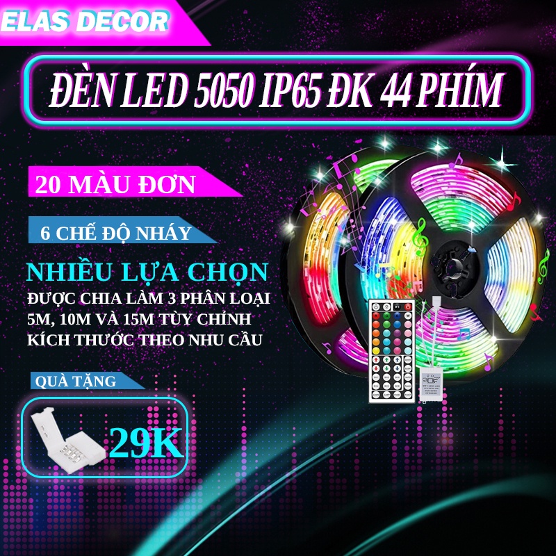 Combo Đèn Led Dán Tường Đèn Led Tik Tok 5050 RGB ĐK44 5m/10m/15m Đèn Led Trang Thay Đổi Màu Triệu View (tặng 1 đầu nối)