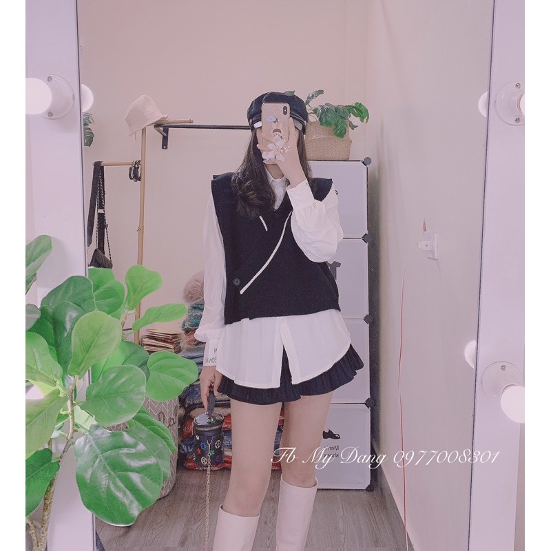 ( Ảnh thật ) Set gile len + áo sơmi