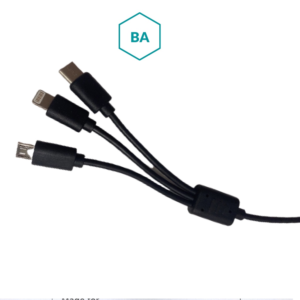 Dây cáp sạc,sạc 3 đầu chính hãng giá rẻ MicroUSB + Lightning + Type C 3 trong 1 sạc nhanh cho iphone,samsung,oppo