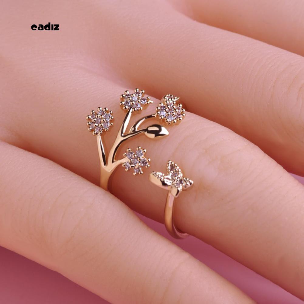 Nhẫn đính hôn nữ mạ bạc hình bươm bướm