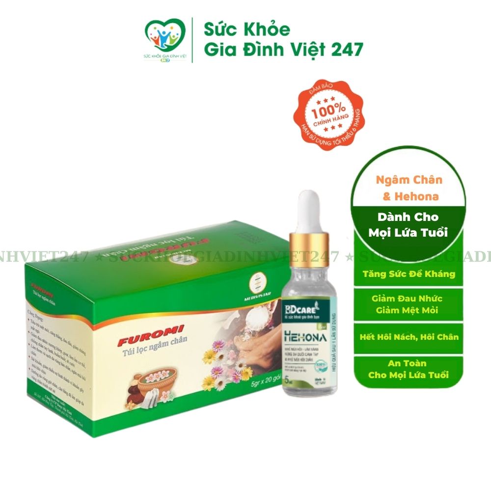 Combo Thảo Dược Ngâm Chân Furomi &amp; Serum Hehona 5ml BDcare Suckhoegiadinhviet247