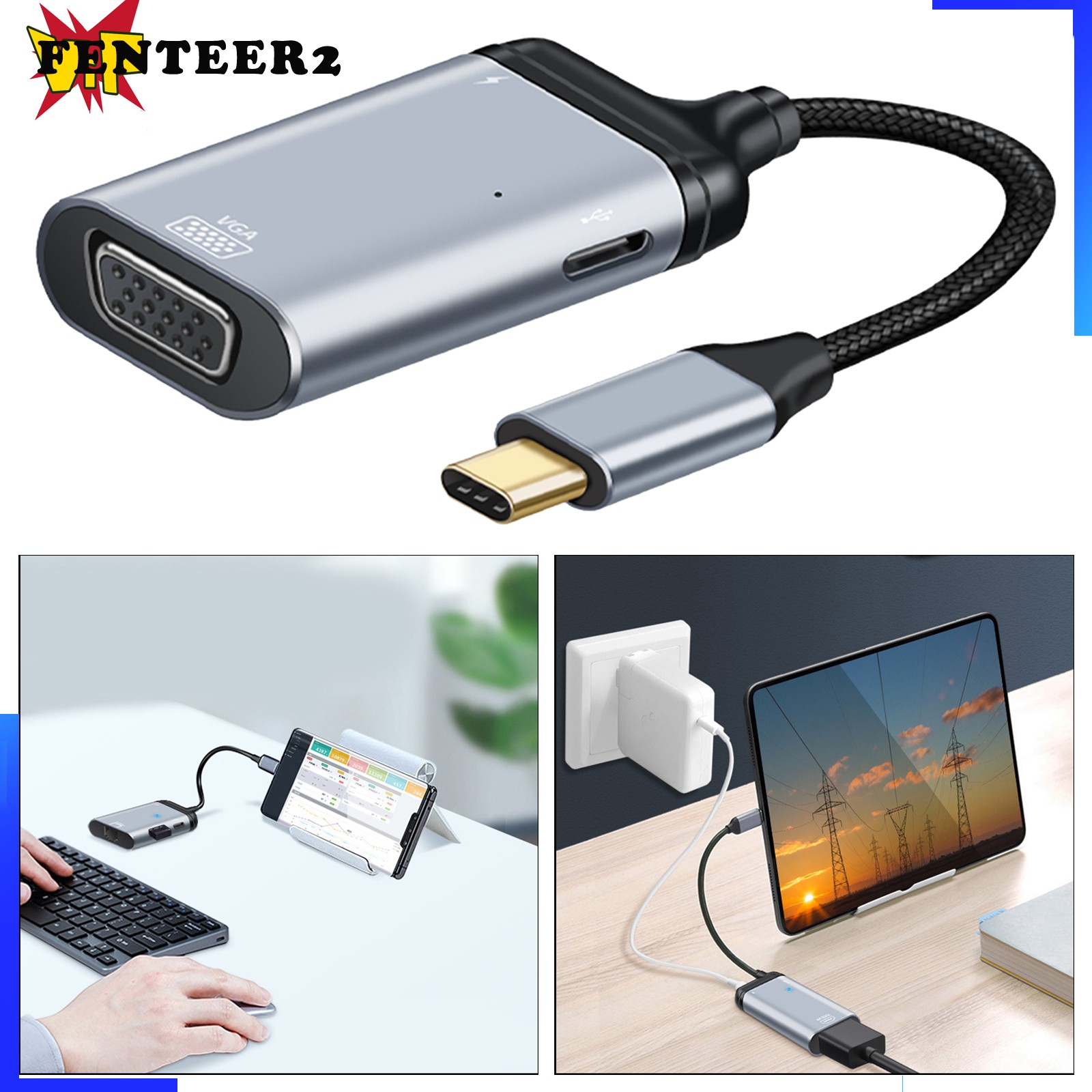 (fenteer2 3c) Giắc Chuyển Đổi Usb 2.0 Type C Sang Hdmi Cho Macbook Pro Hdmi Sang Usb C