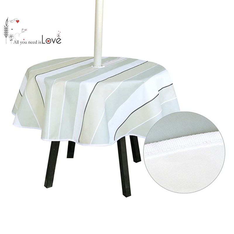 Round/Rectangular Tablecloth with Umbrella Hole & Zipper Waterproof Table Cover for Party Patio Ourdoor Easy to Remove