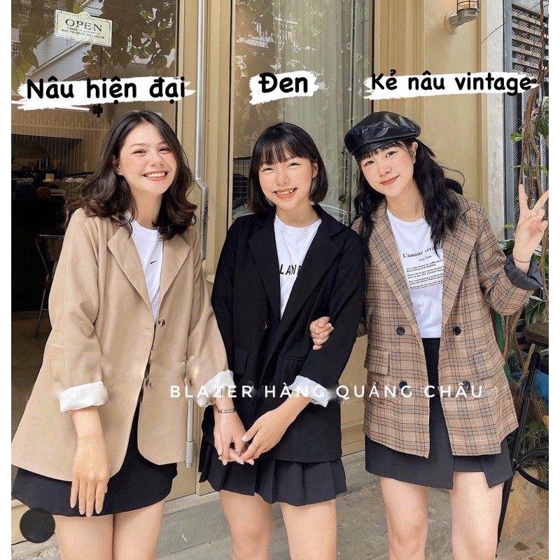 [Ảnh thật/Video Blazer Retro 2 lớp phong cách Âu Mỹ Áo vest tông màu độc lạ