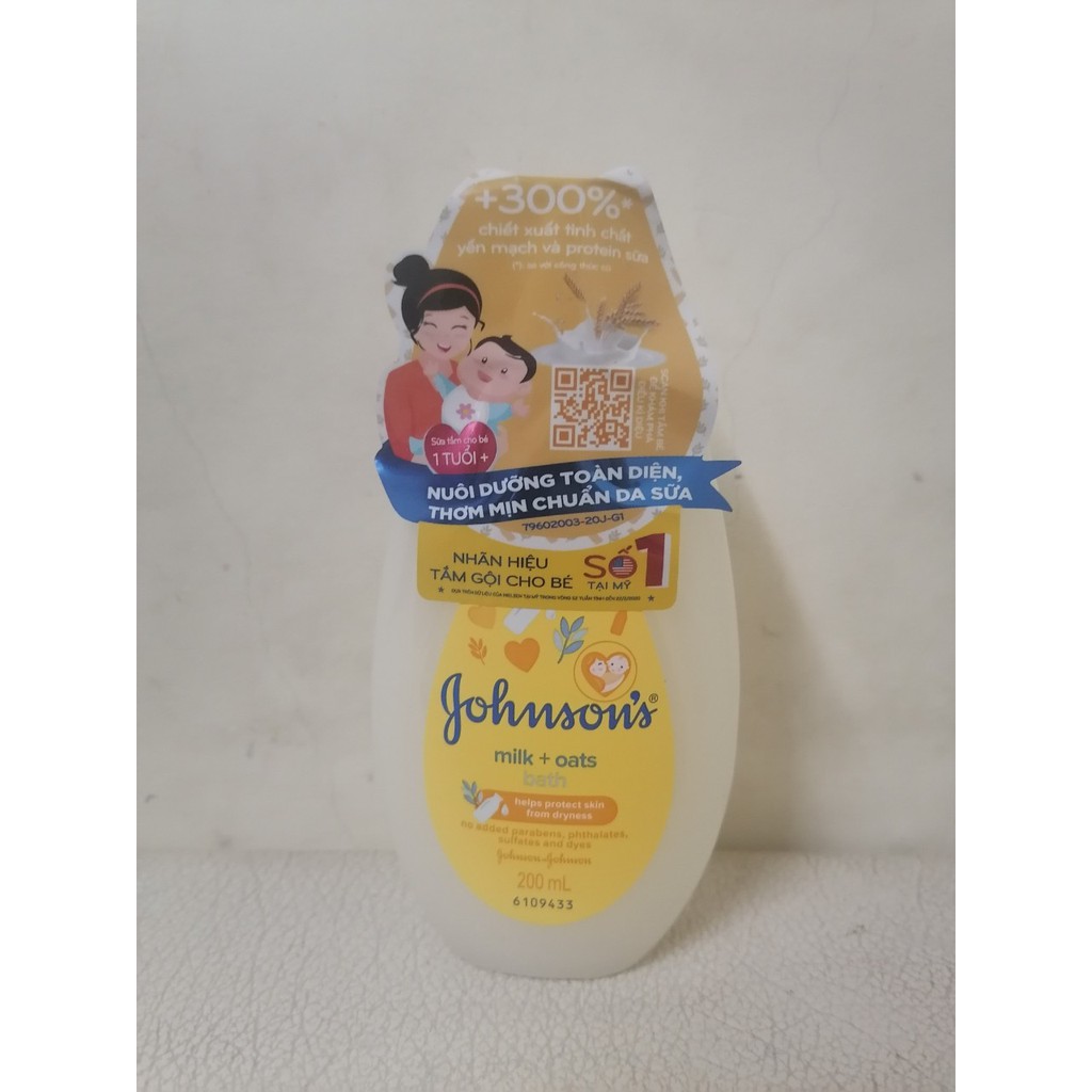 (date 5/2023) Sữa tắm cho bé Johnson Baby tinh chất Sữa và Yến mạch 200ml