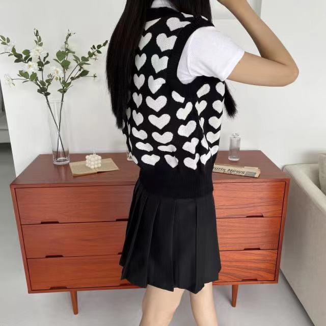 Áo dệt kim sát nách cổ chữ V thiết kế đơn giản phong cách Hàn Quốc