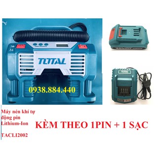 20v máy nén khí tự động dùng pin total tacli2002-1pin1sac - kèm theo 1 pin lithium và 1 cục sạc