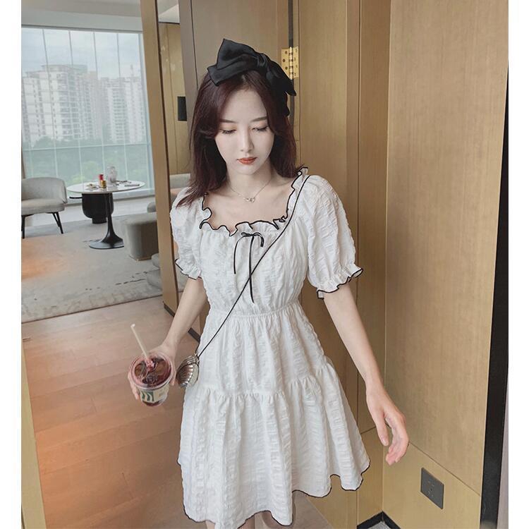 Đầm Tay Phồng Cổ Vuông Xếp Ly Phong Cách Pháp Thời Trang Mùa Hè Cho Nữ | BigBuy360 - bigbuy360.vn