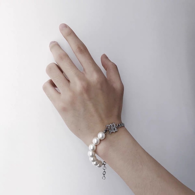 Dây Chuyền Hạt Trai Thép Không Gỉ Dây Xích Kí Hiệu Chữ Misbhv Phụ Kiện Trang Sức Unisex Phong Cách Retro