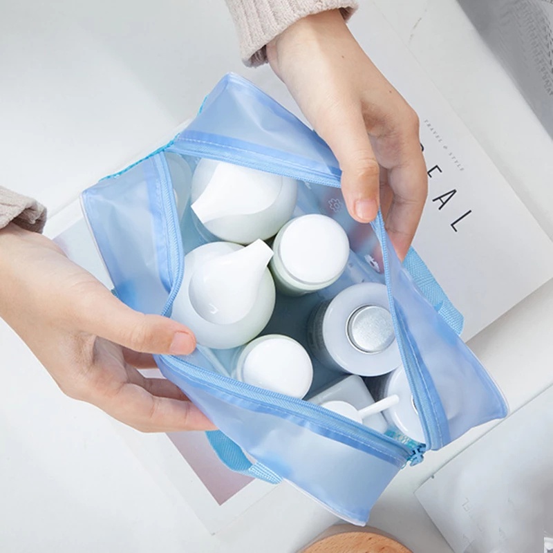 Túi Đựng Mỹ Phẩm Trong Suốt Sức Chứa Lớn Họa Tiết Hoa Xinh Xắn Đa Năng Tiện Dụng