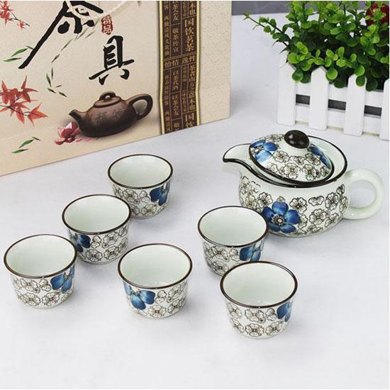 BỘ ẤM TRÀ NHẬT 6 TÁCH CAO CẤP(hoa văn vàng)