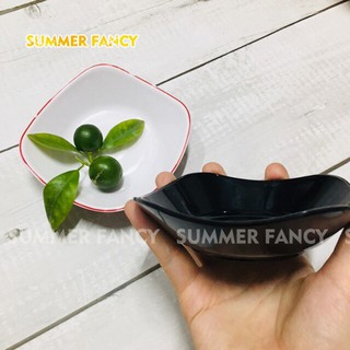 Chén đĩa gia vị 11.5 x 11.5 x 3.2 cm sốt Guang Yang, Teriyaki, Bulgogy, Dĩa tương melamine phíp đen, nâu - F-CV02