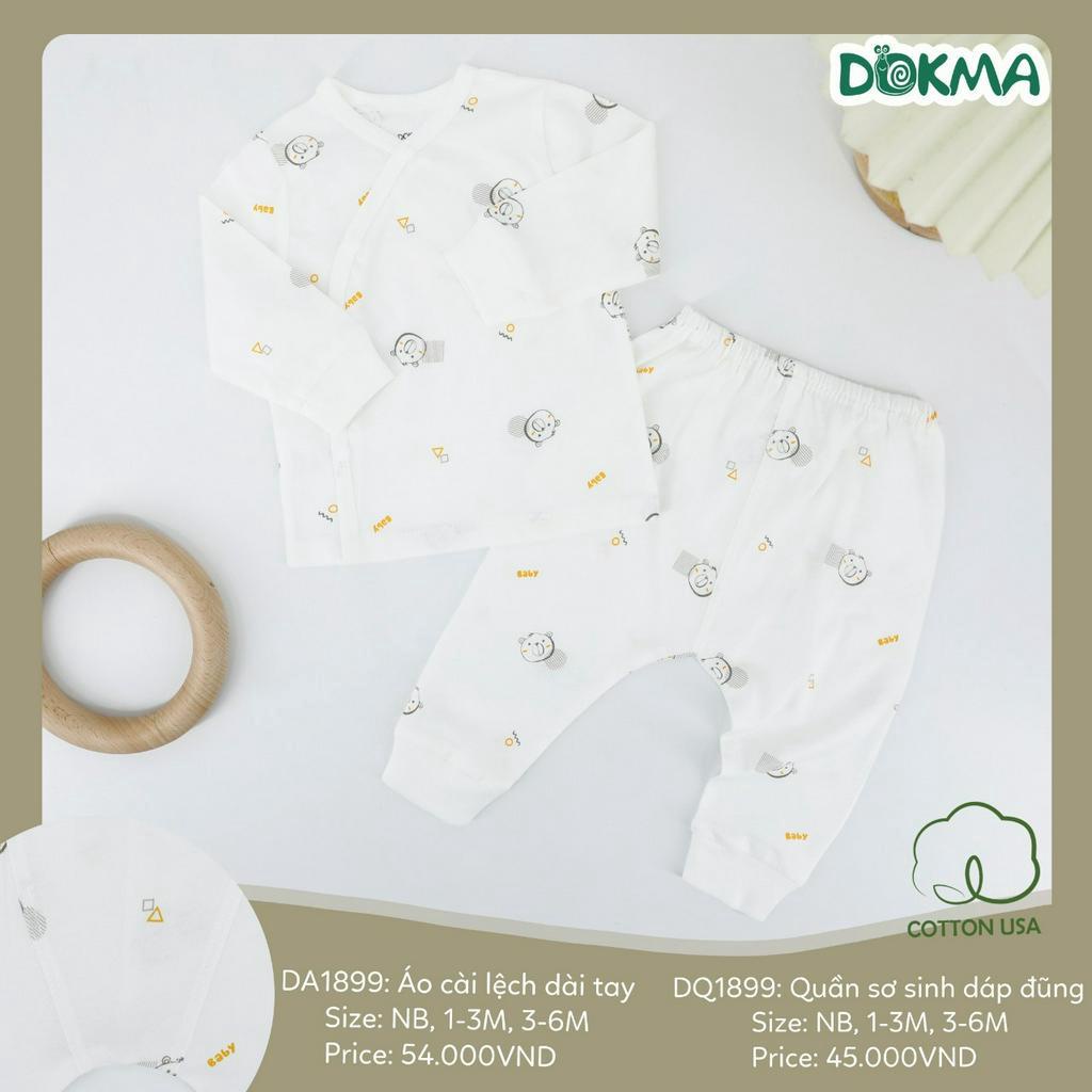 DB1899 - DB1756 Bộ sơ sinh dài tay cài lệch bé trai - bé gái cotton Dokma  - DA1899, DQ1899, DA1756, DQ1756
