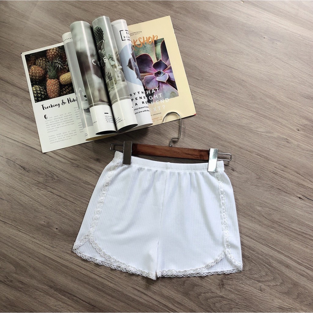 Quần short đùi mặc nhà viền ren chất gân đẹp cực xinh đáng yêu
