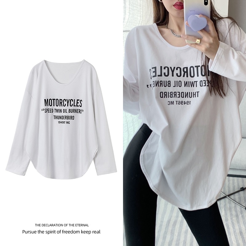 Áo Thun Nữ Dài Tay Cổ Chữ U Xẻ Tà Thời Trang Mùa Thu Mới