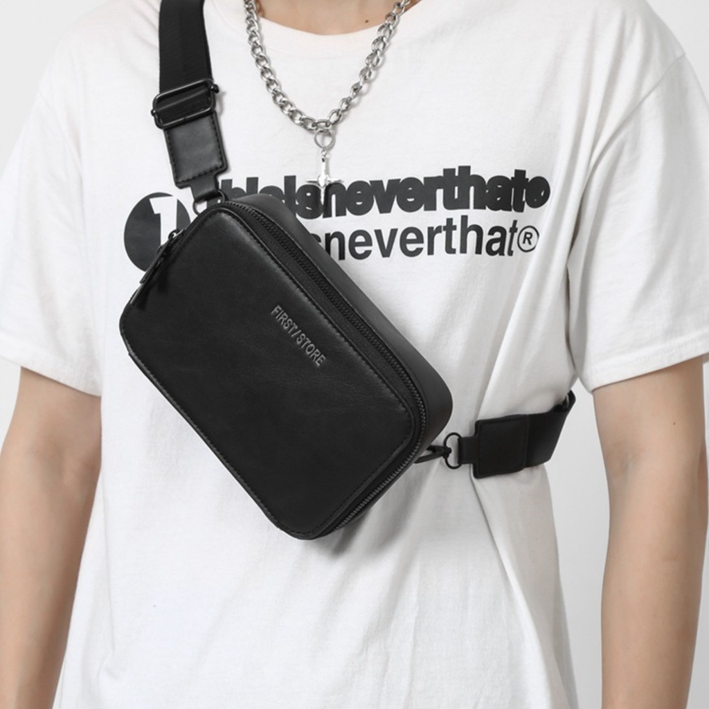 Túi đeo chéo dáng hộp chất da PU cao cấp phong cách trẻ trung màu trắng và đen