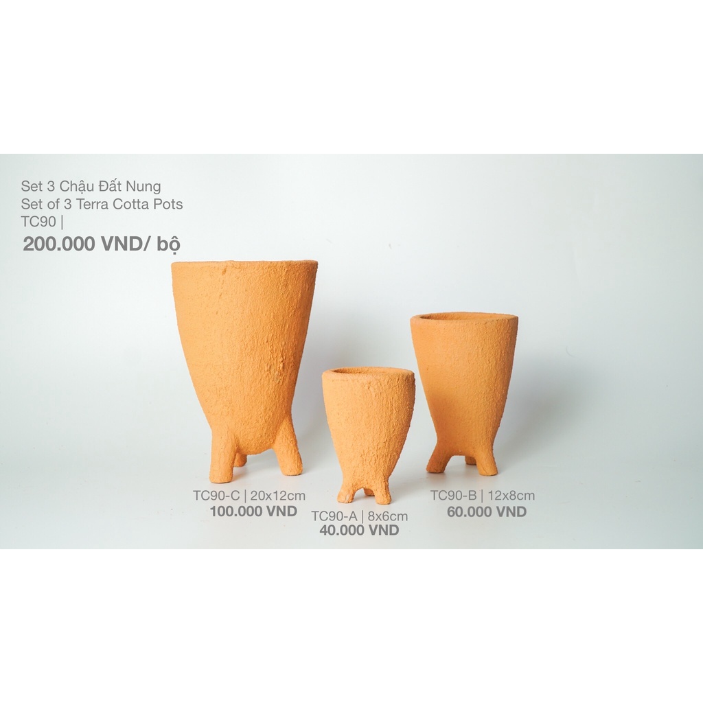 Chậu Trồng Cây Đất Nung 3 Chân - Size Trung - TC90