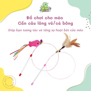 [Mã PET20K giảm 20K đơn 250K] Cần câu dây thép lông vũ, cá bông - Đồ chơi cho chó mèo thú cưng | Bé Ba Petshop