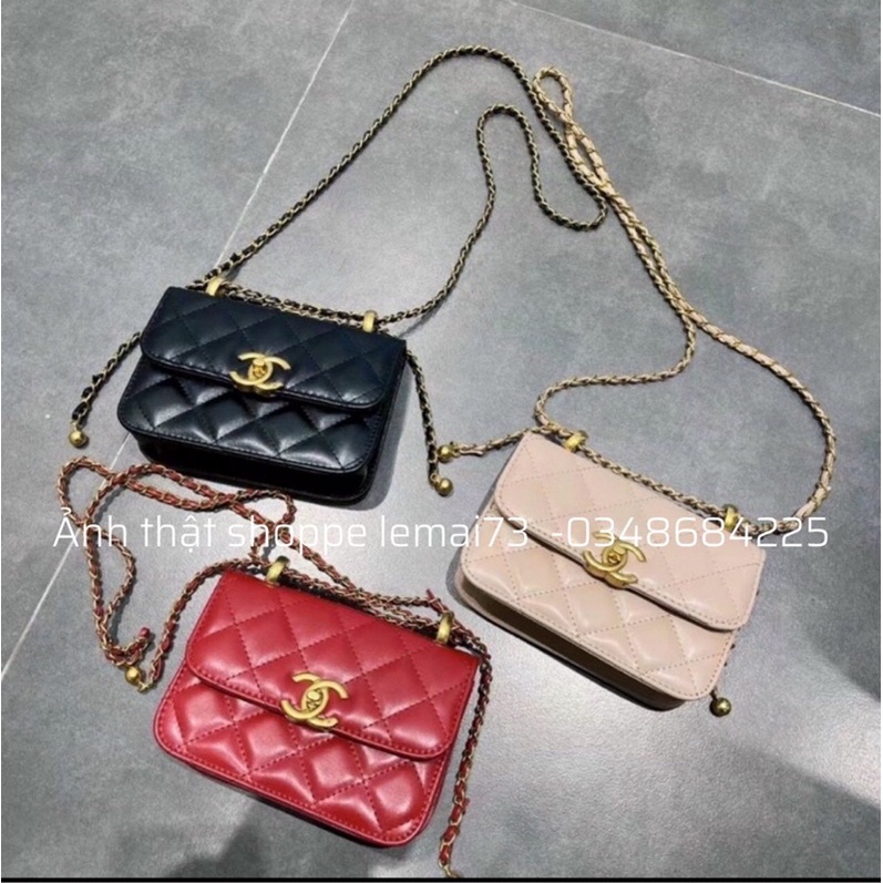 Túi da mịn chuông chữ X size 18cm vừa điện thoại