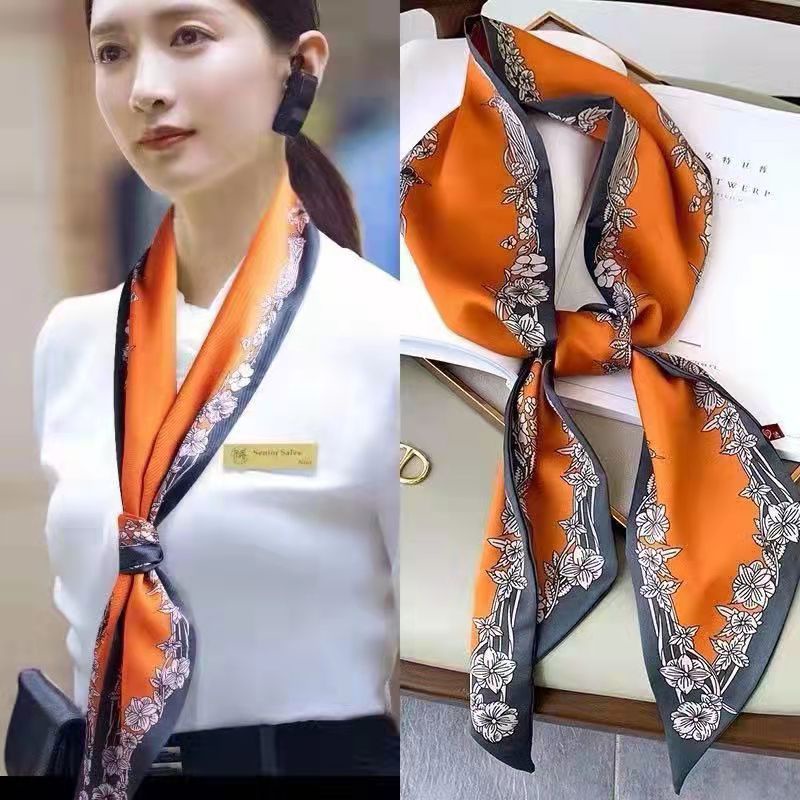 Khăn Choàng Cổ Bằng Lụa In Họa Tiết Thời Trang Cho Nữ bản chữ nhật linh hoạt 15*150cm