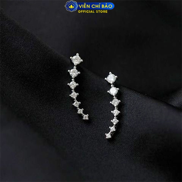 Bông tai bạc nữ dải đá chất liệu bạc 925 thời trang phụ kiện trang sức Viễn Chí Bảo B400317