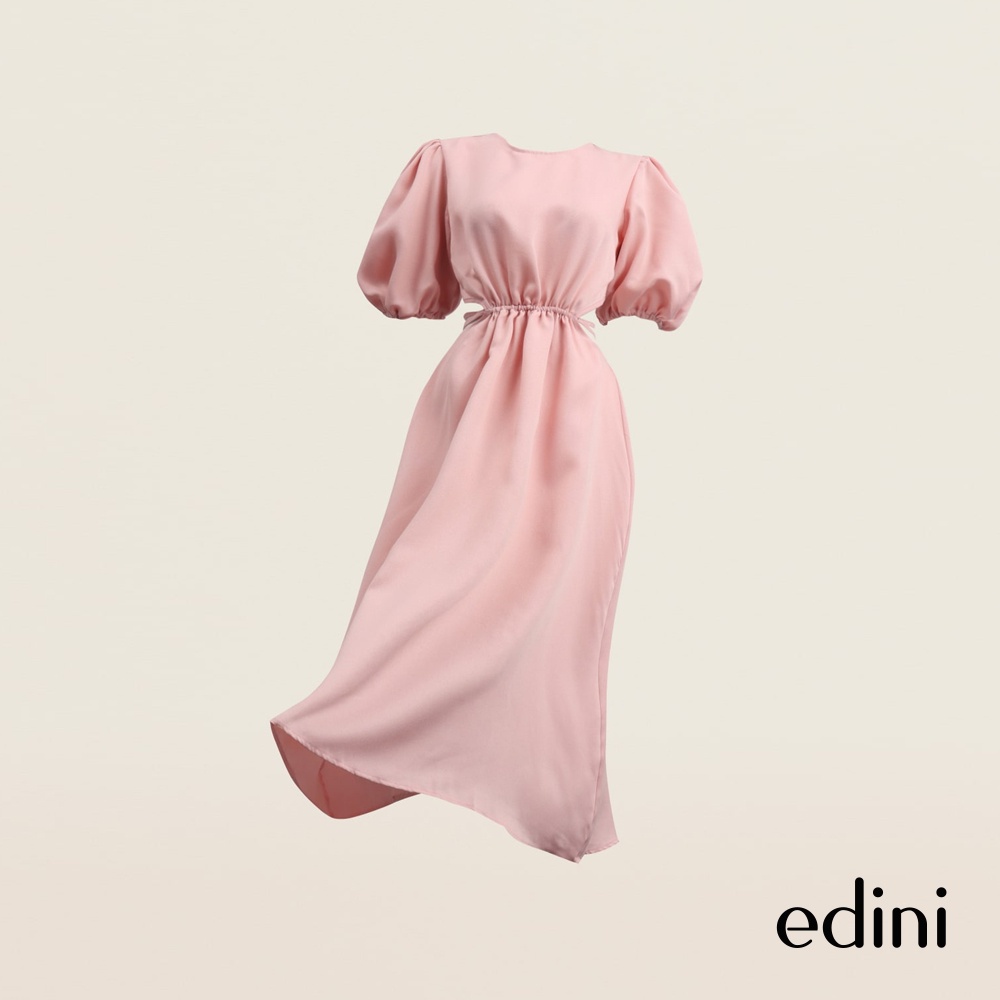 Đầm nữ tay phồng thắt eo cách điệu EDINI - D1447