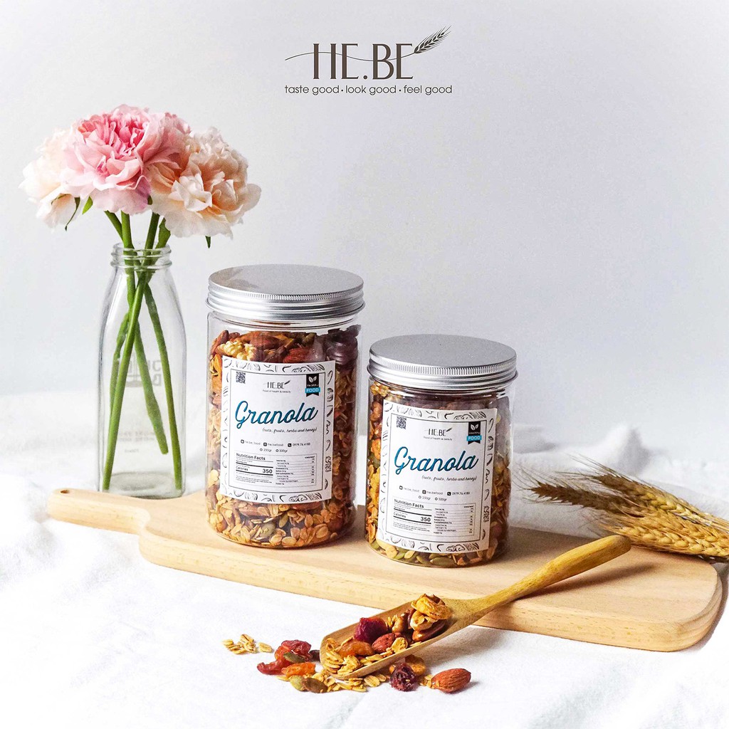 Granola Nhiều Hạt HEBEKERY by HEBE Không Đường Ăn Kiêng Ngũ Cốc Ăn Kiêng Tự Nhiên