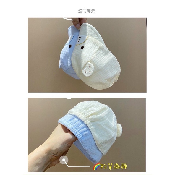 Mũ chìa sơ sinh vải xô hình gấu cho bé 0 đến 1,5 tuổi