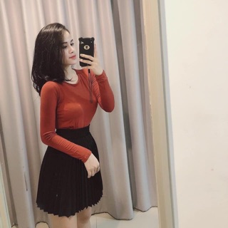 Áo thun trơn dài tayThái Lan ( sẵn đen) Hàng xách tay Thái Lan