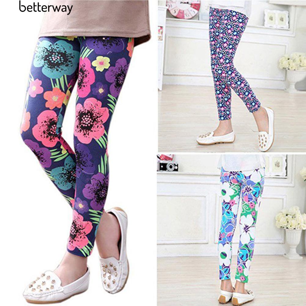 Quần Legging Co Giãn In Hoa Và Ngôi Sao Cho Bé Gái (2-14 Tuổi)