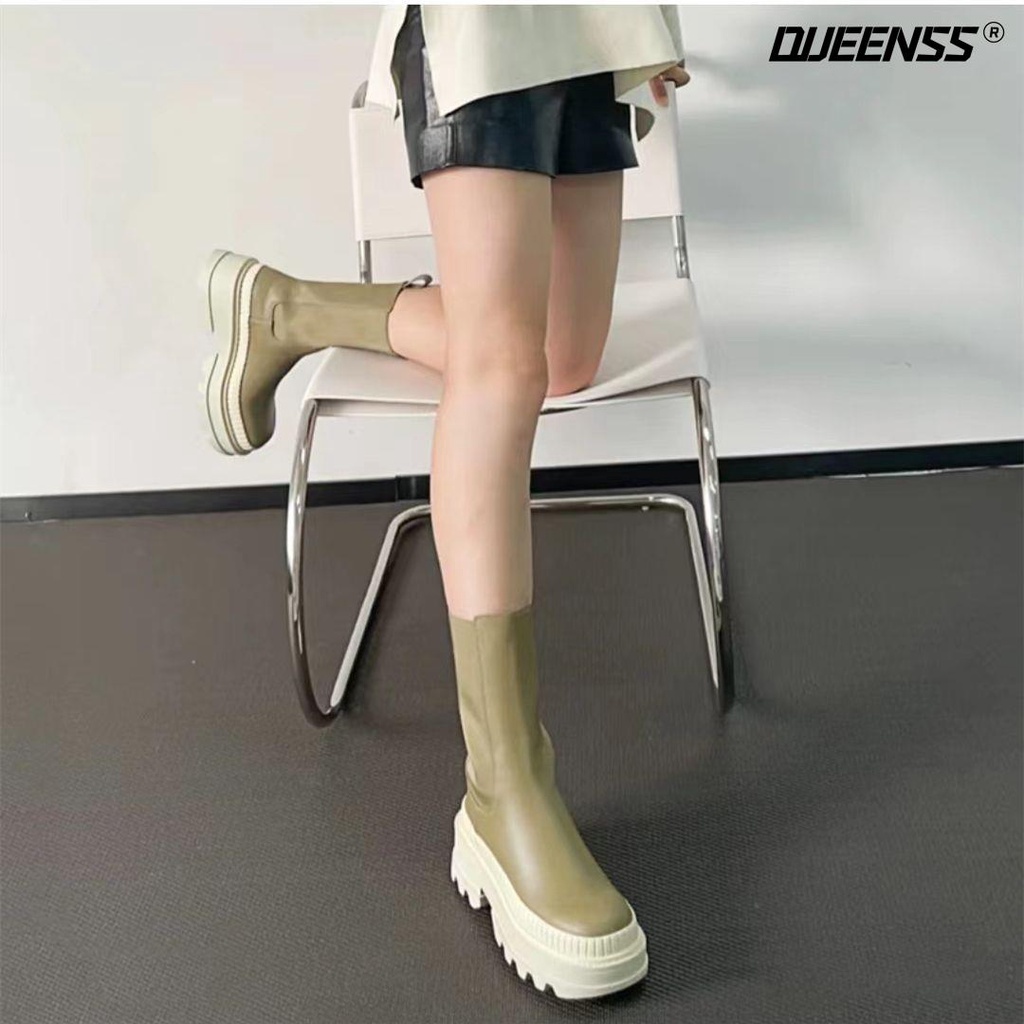 Chimney Giày Bốt Cao Đến Mắt Cá Chân Đế Dày Vừa Mỏng Chelsea Cho Nữ