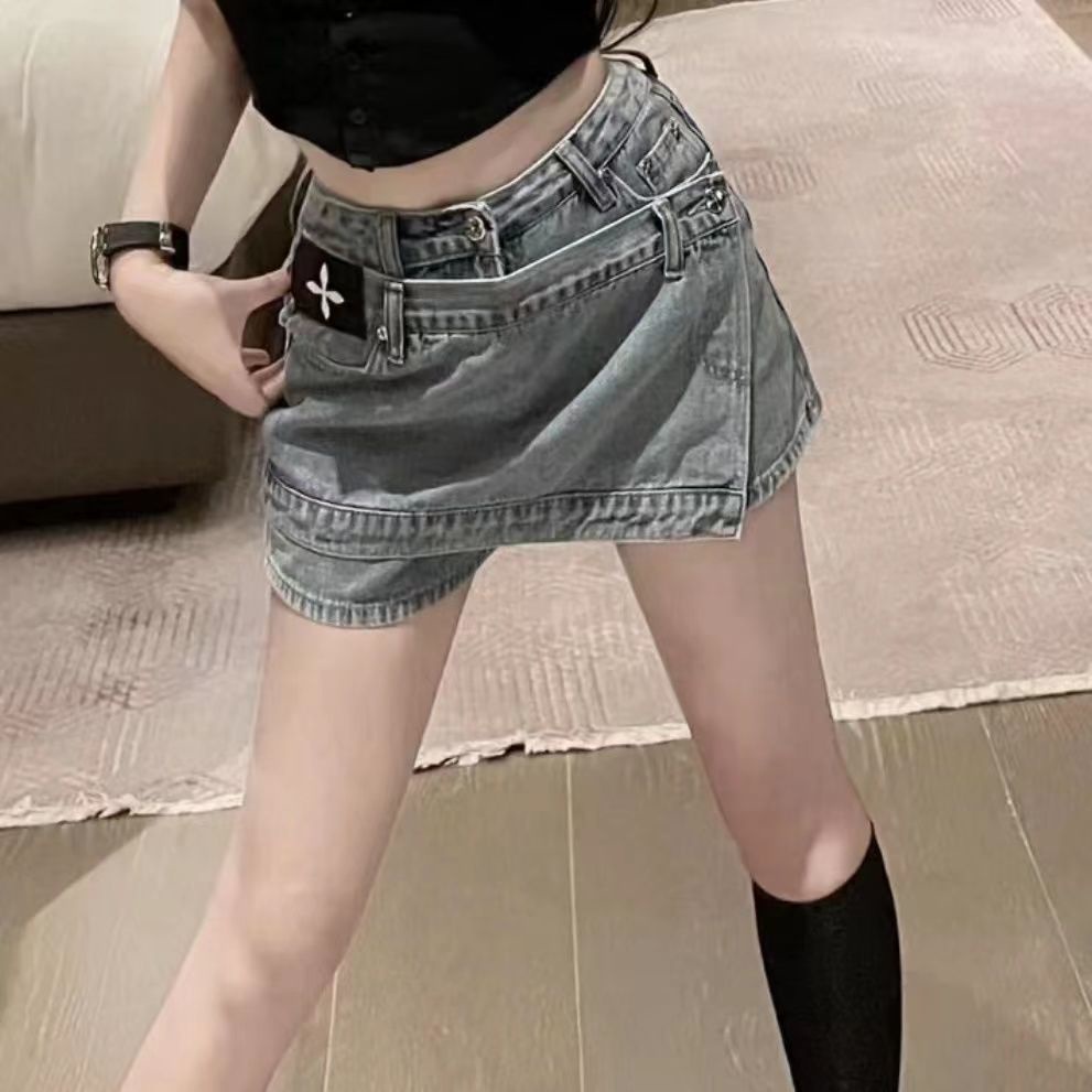 Quần Short Chất Liệu Da Denim Thời Trang Mùa Hè 2022 Cho Nữ