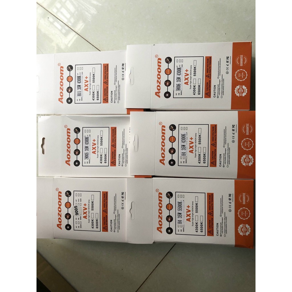 Bóng Xenon Aozoom chân H1,H3,H4,H7,H11,9005,9006,880,881 phù hợp cho tất cả xe ô tô, xe hơi, xe máy, bảo hành 3 năm