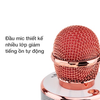 Mic hát karaoke bluetooth không dây ws858 - âm vang - ấm - mic hát karaoke cầm tay mini_vpk