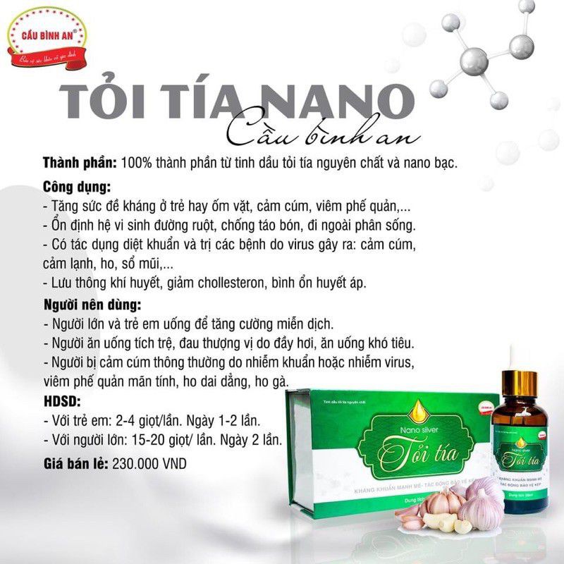 TINH DẦU TỎI TÍA NANO BẠC CẦU BÌNH AN